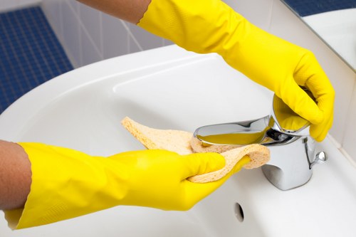 Close-up of deep cleaning in a Bayswater kitchen with detailed surface care